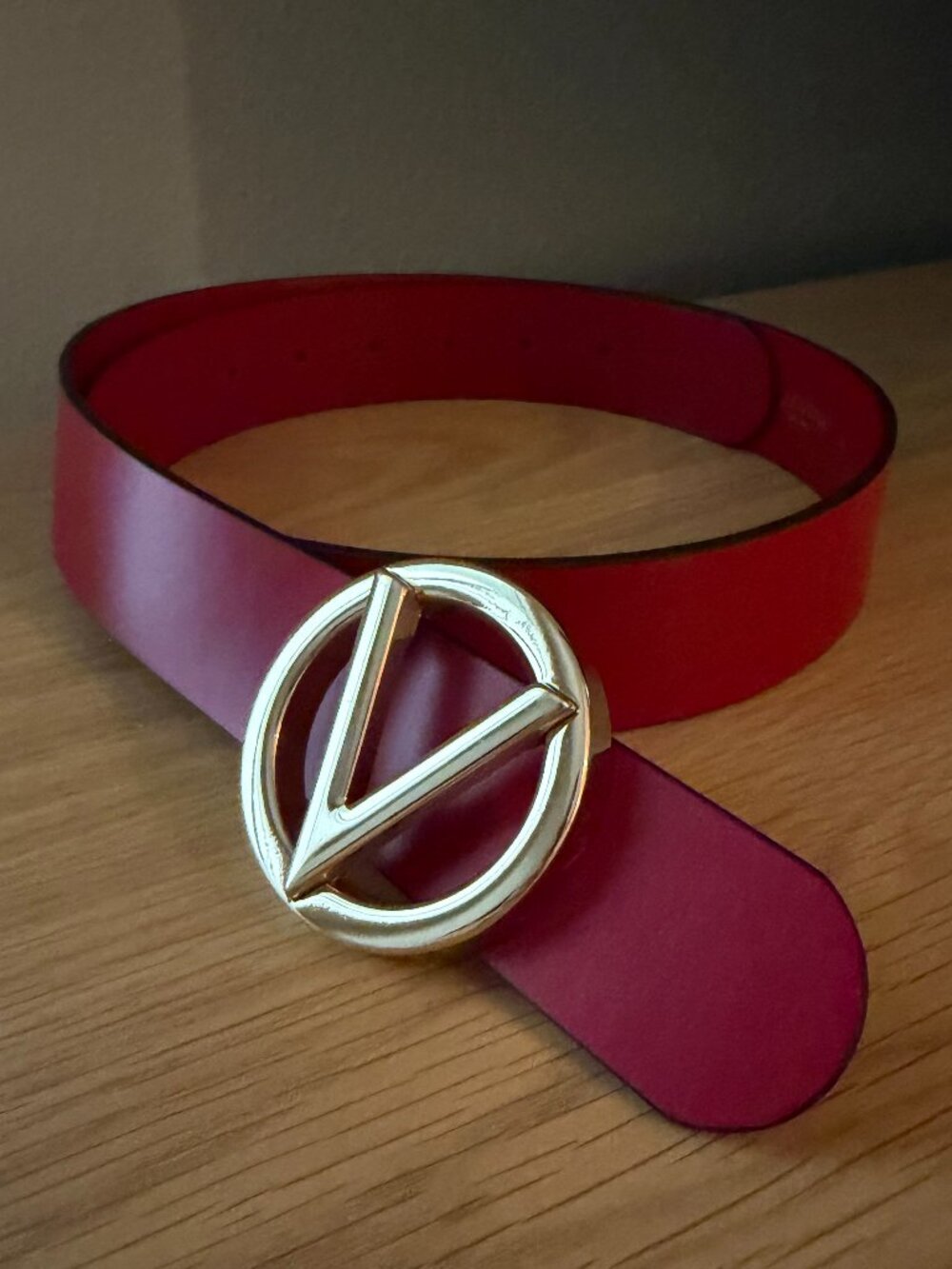 VALENTINO BY MARIO VALENTINO Logo Leather Belt - Red (Medium)
